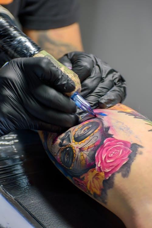 Color tattoo in progress